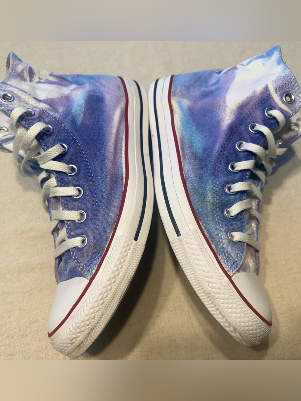 CUSTOM Converse High Top Sneakers - Purple and Blue Tie-Dye - READ MY STORY! - Picture 7 of 10